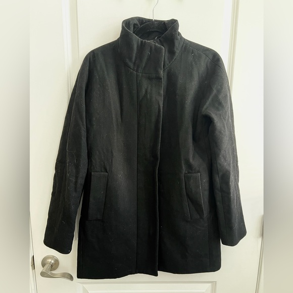 Jackets & Blazers - J. Crew Classic Black Wool-Blend Stand Collar Coat